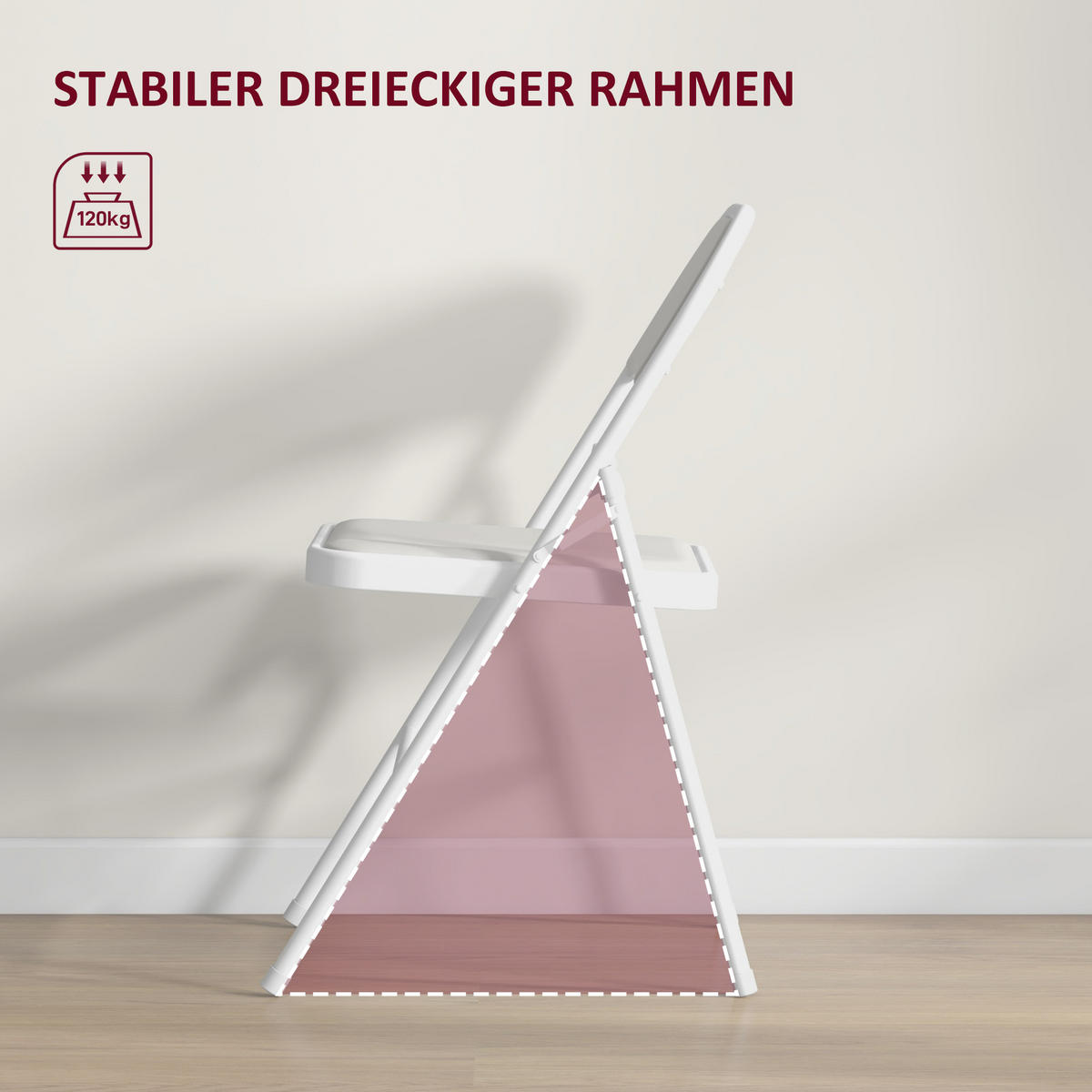 KLAPPSTUHL Klappbar Campingstuhl mit Gepolsteter Rückenlehne für Gäste, Weiß - Weiß, Metall (45/78/46cm) - HOMCOM