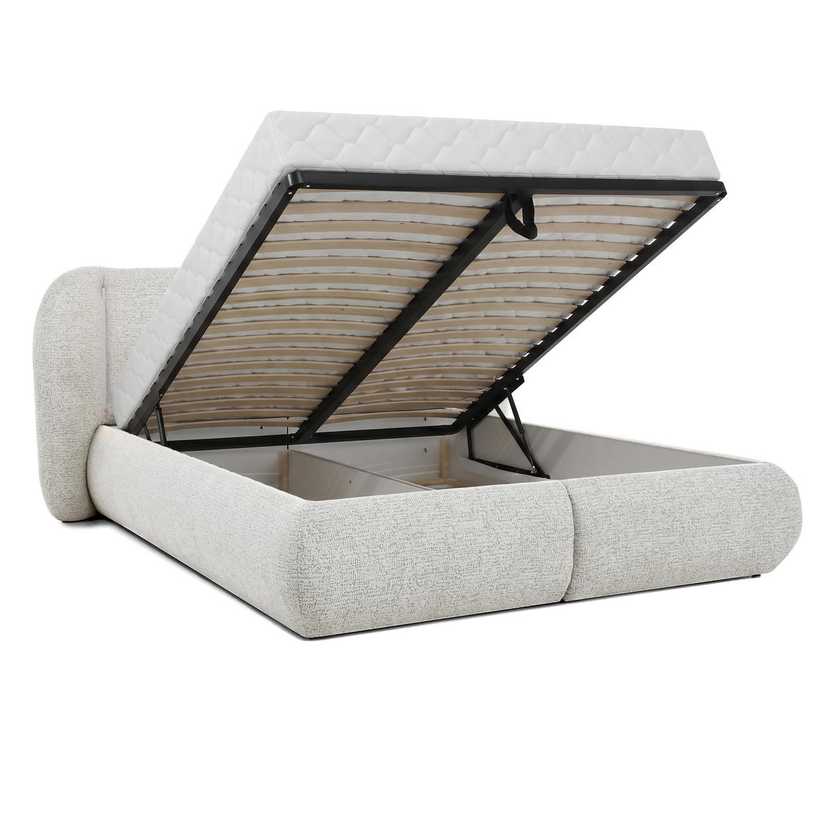 POLSTERBETT Corfu, LED-Beleuchtung, Bettkasten und Taschenfedernmatratze 26 cm, 140x200, Beige - Beige, Textil (140/200cm) - Beautysofa