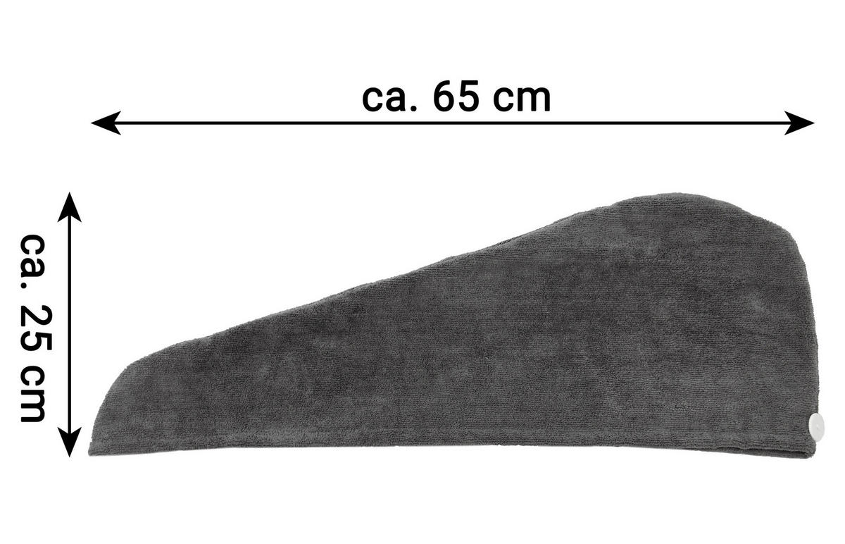 HAARTURBAN, 2er-Set, 25x65 cm, 80% Polyester, 20% Polyamid, Grau - Anthrazit, Textil (25/65cm) - Zollner