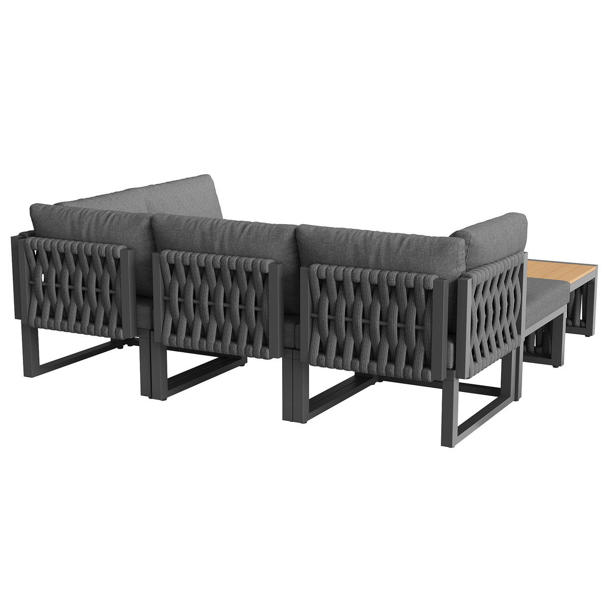 LOUNGEGARNITUR aus Metall & Polyester Grau mit 5-fach verstellbaren Rückenlehnen - Grau, Metall - Modfu