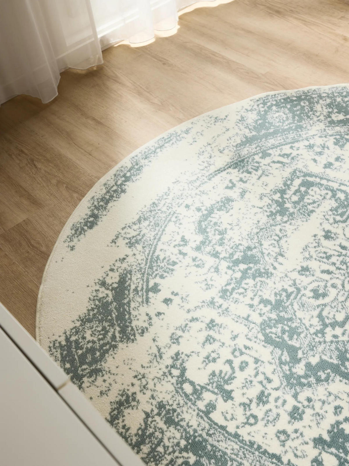 VINTAGE-TEPPICH Suki ø 160 cm rund - Creme/Mintgrün, Kunststoff (160/160cm) - benuta