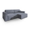 ECKSOFA FIANO M Grau Velours-Stoff mit Schlaffunktion - Grau, Holz (245/148cm) - MASSENO