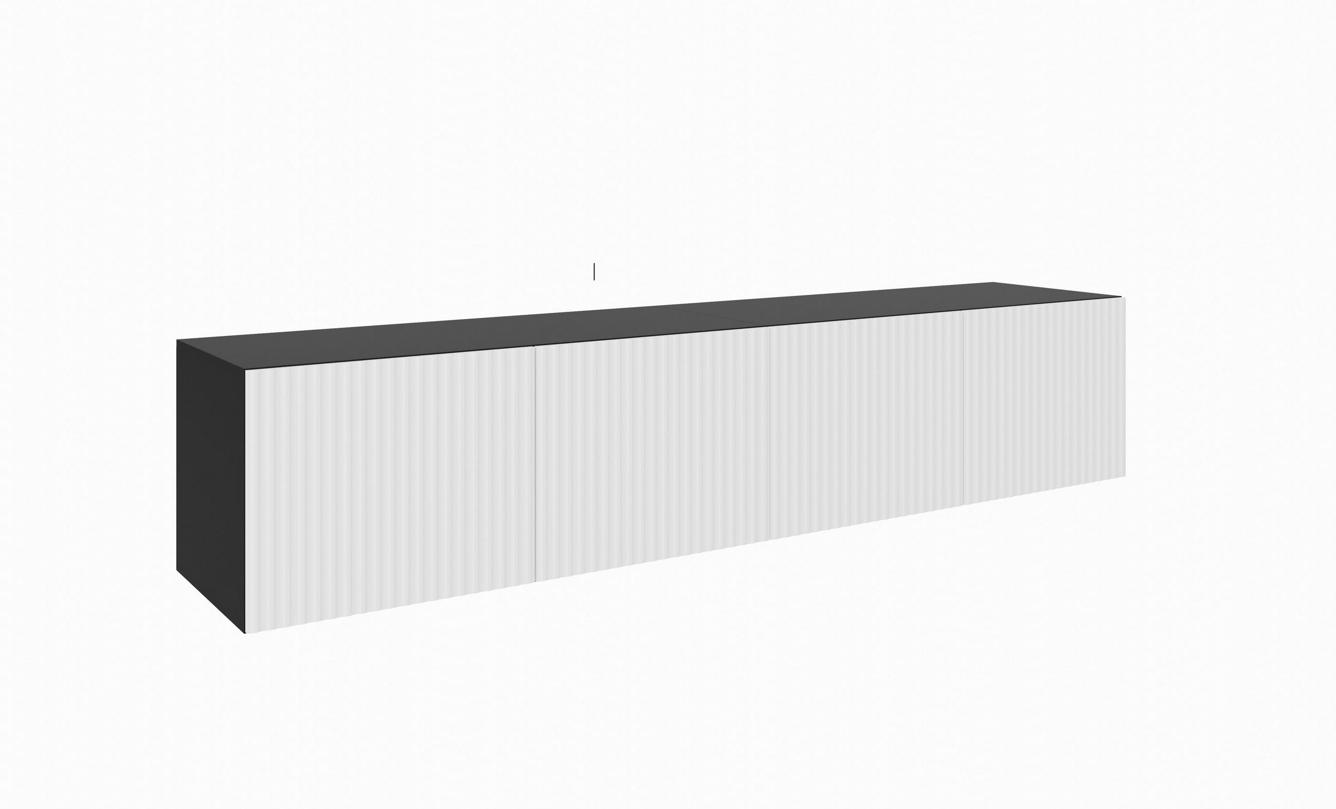Meblini Tv-Schrank Schwarz, Weiß 200x41x40 cm