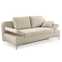 SCHLAFSOFA mit Bettkasten, Federkern, Armlehnen verstellbar B202/T103/H89 cm, Liegefläche 144x198 cm, Cord Beige Grau / 15203 - Chromfarben/Greige, Textil/Metall (202/89/103cm) - luma-home