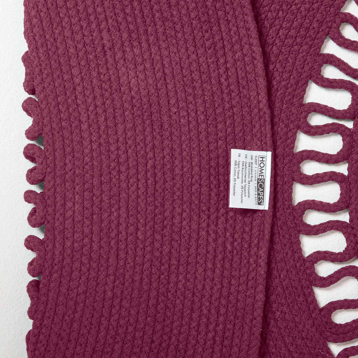 TEPPICH geflochten rund mit Häkel-Muster 150 cm - Weinrot, Textil (150/150cm) - Homescapes