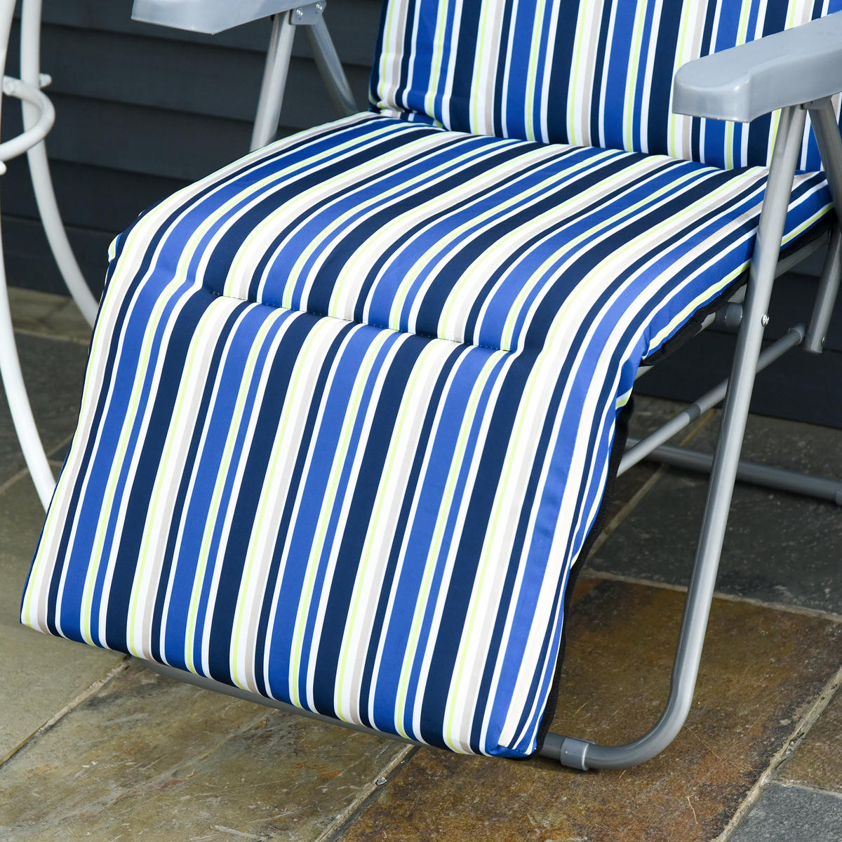 SKLÁDACÍ LEHÁTKO, 60 x 75 x 65–102 cm, ocel, polyester, modré - modrá, plast (60/102/75cm) - Outsunny