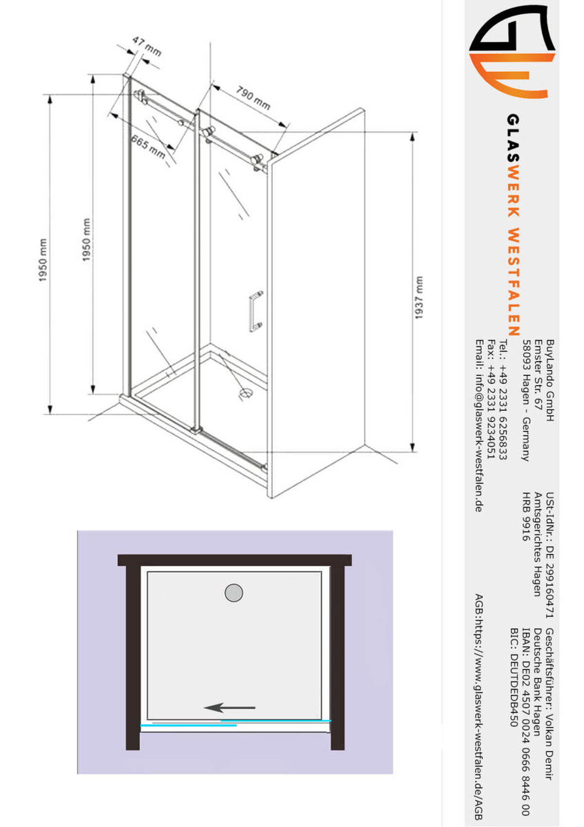 DUSCHKABINE Victoria 150x195 cm Schiebetür Weiß - Weiß, Glas (1/150/195cm) -  Glaswerk Westfalen