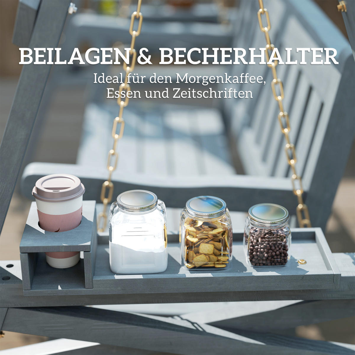 SCHAUKELBANK Tannenholz Metall Grau - Grau, Holz (120/160/183cm) - Outsunny