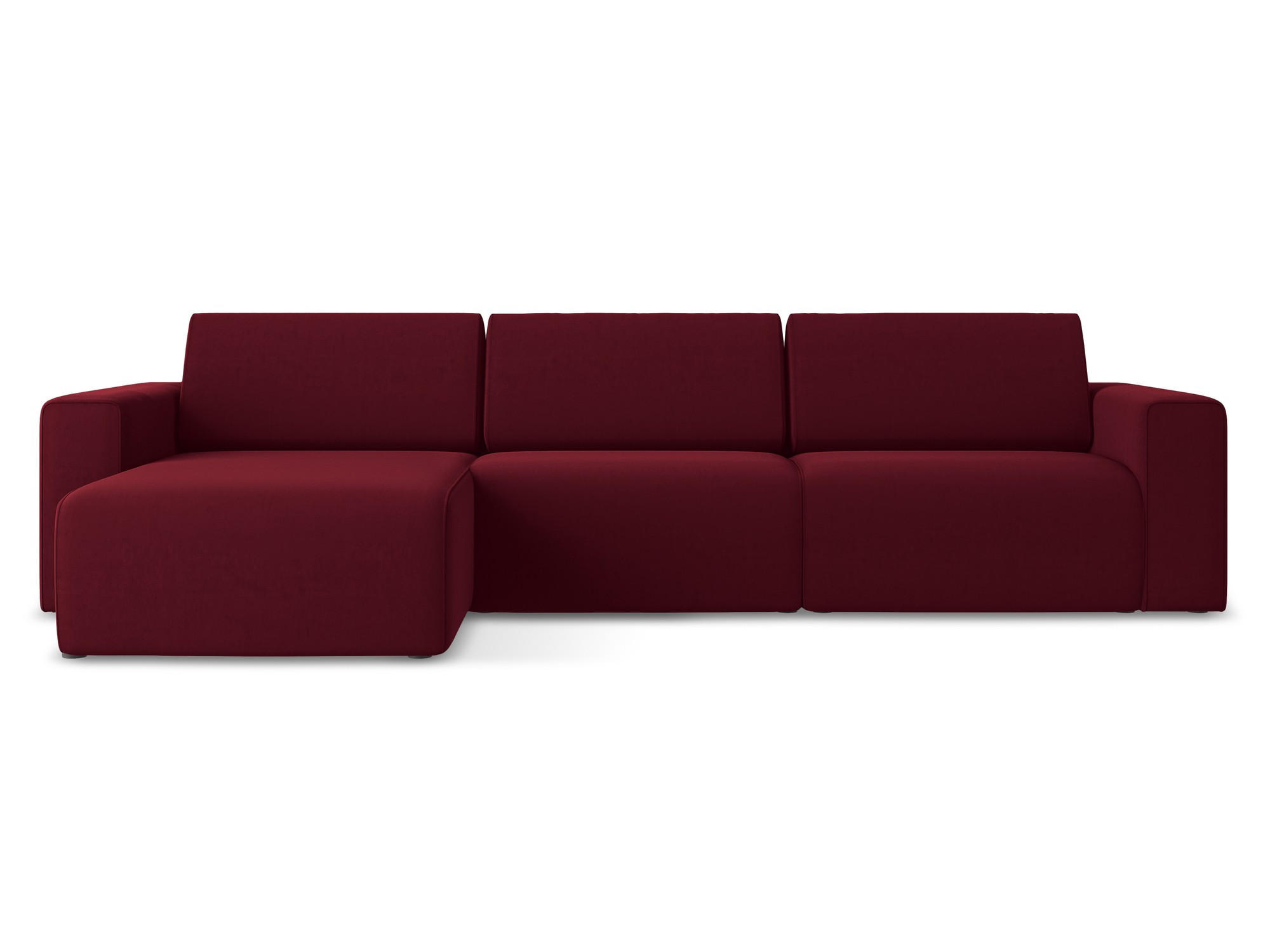 ECKSOFA Links Samt Stoff Rot - Bordeaux/Beige, Kunststoff/Textil (167/314cm) - Makamii