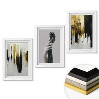 WANDBILDER 3er-Set - 20x30 cm Weißer Rahmen - Abstrakte handgemalte Muster - Weiß, Kunststoff (20/30cm) - ArtPrintCave