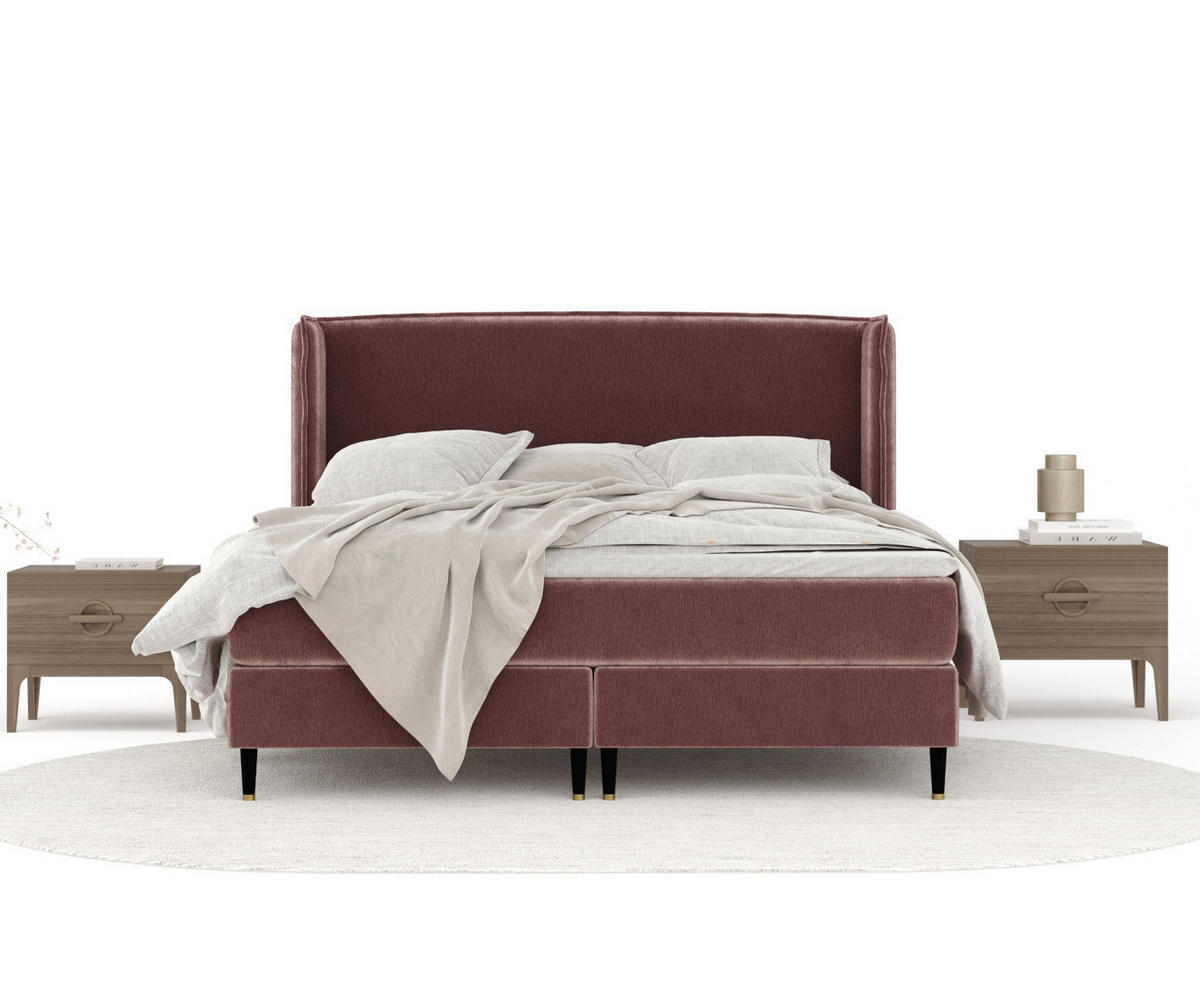 KONTINENTALBETT Ardis Rosa 200/200 cm mit Matratze und Topper - Pink/Schwarz, Holz/Holzwerkstoff (200/200cm) - Maison de Reve