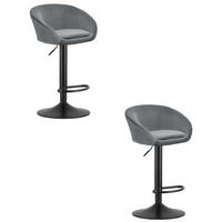 BARHOCKER 2-er Set EAST grauer Sitz, schwarze Basis - Schwarz/Grau, Textil (53/103/46cm) - Valora
