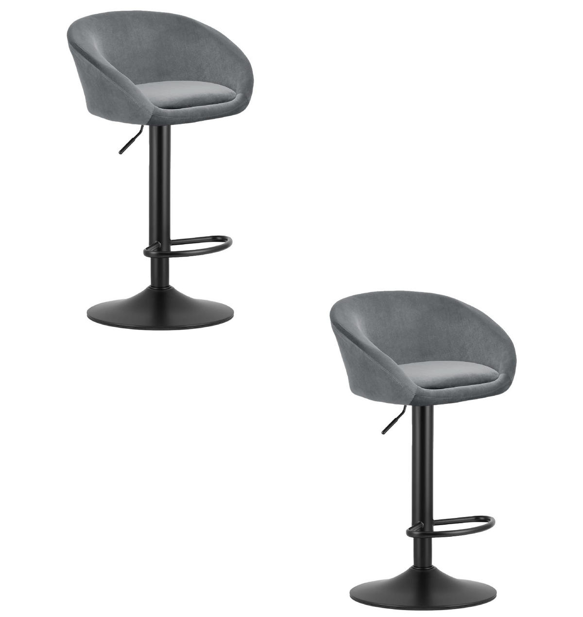 BARHOCKER 2-er Set EAST grauer Sitz, schwarze Basis - Schwarz/Grau, Textil (53/103/46cm) - Valora