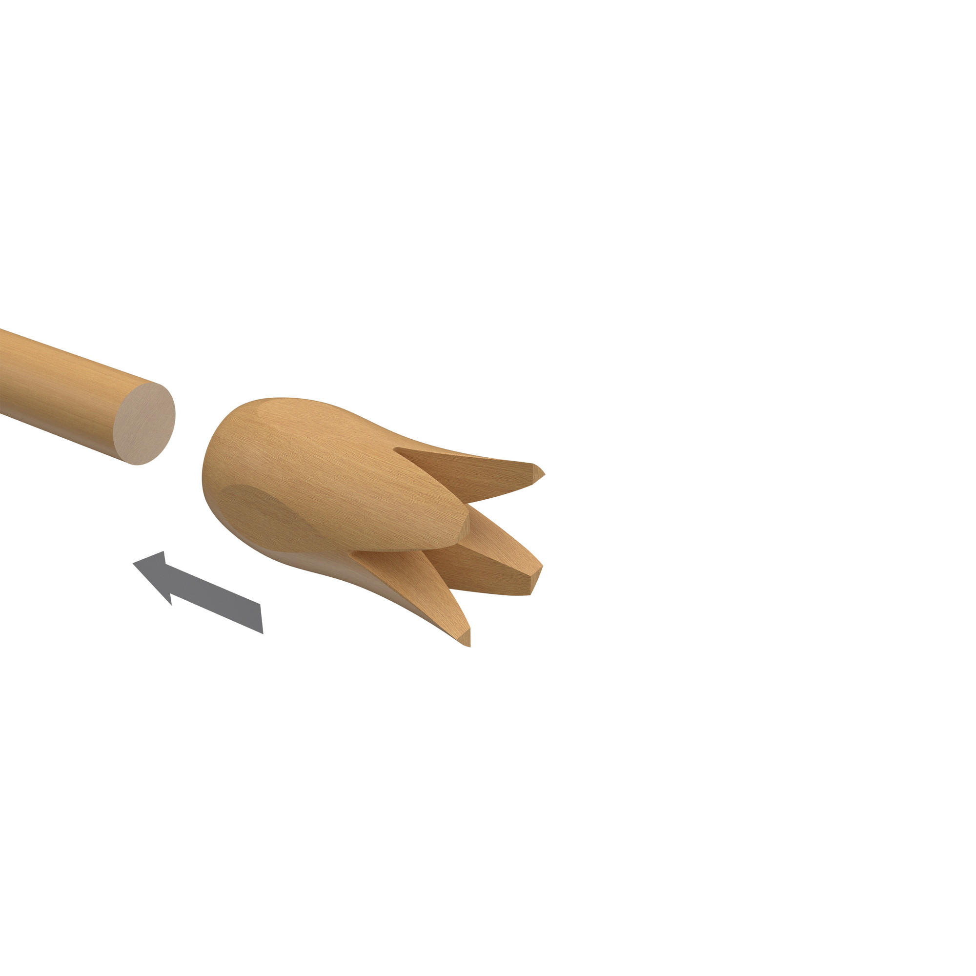 ENDSTÜCKE FÜR GARDINENSTANGEN 16 mm Ø, Flower Buche, Packung 2 Stück - Buchefarben, Holz (5.4/2.5/2.5cm) - INTERDECO