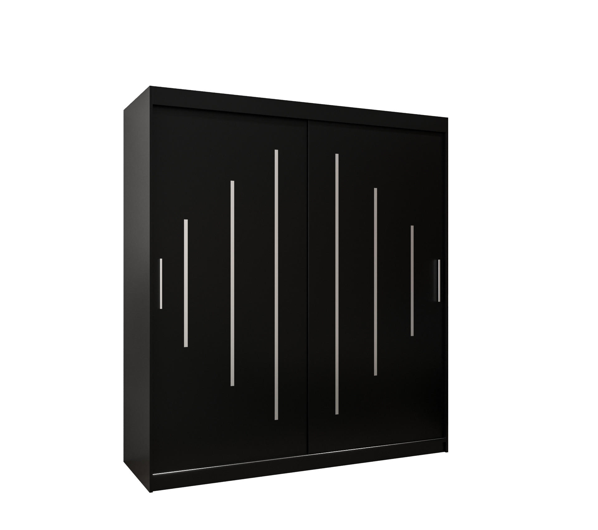 Abiks Möbel Schwebetürenschrank Schwarz, Schwarz 180x200x62 cm