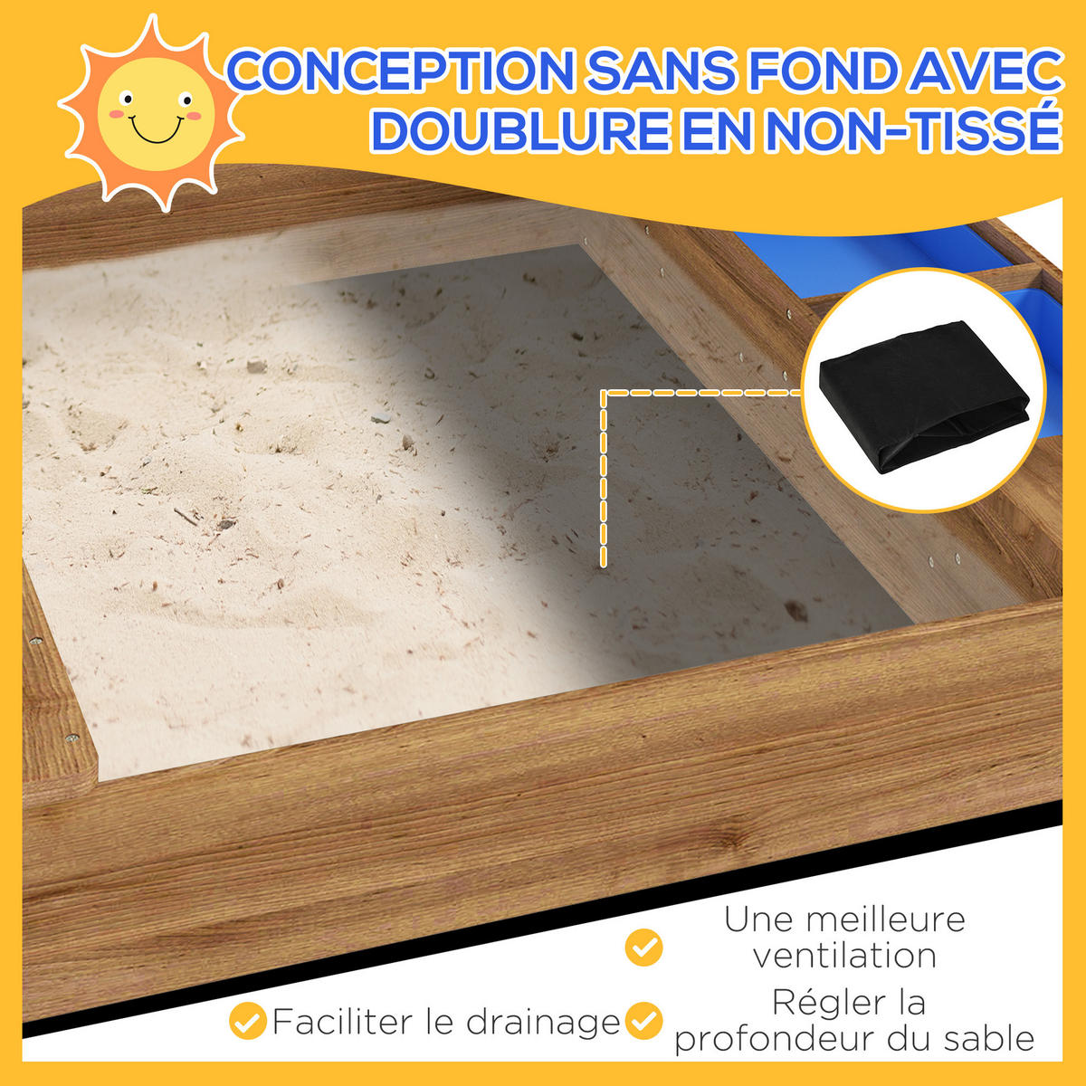 SANDKASTEN DE-18752 Hausform mit Vordach, Spüle & Tafel Schwarz - Braun, Holzwerkstoff (124/116/146cm) - ComfortXL