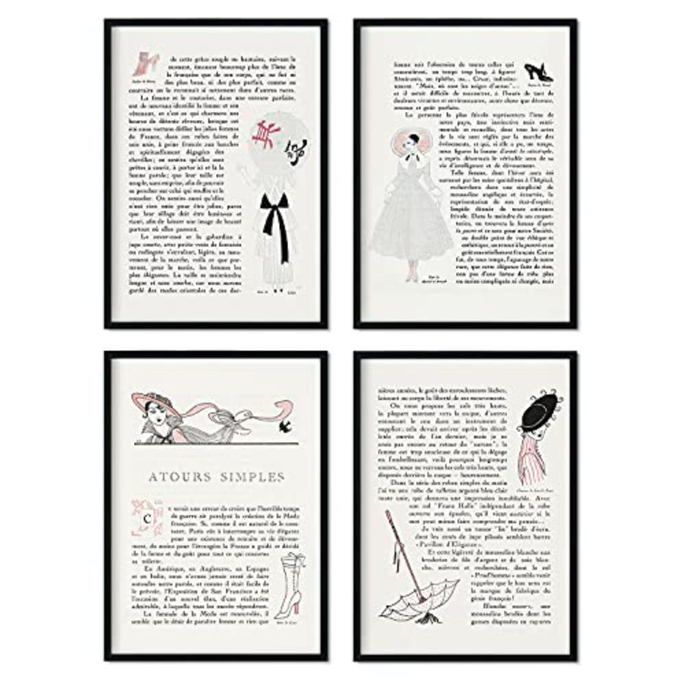 POSTER Set mit 4 Text 2 vom Künstler George Barbier A3 Schwarzer Rahmen - Schwarz, Papier (29.7/3cm) - Nacnic