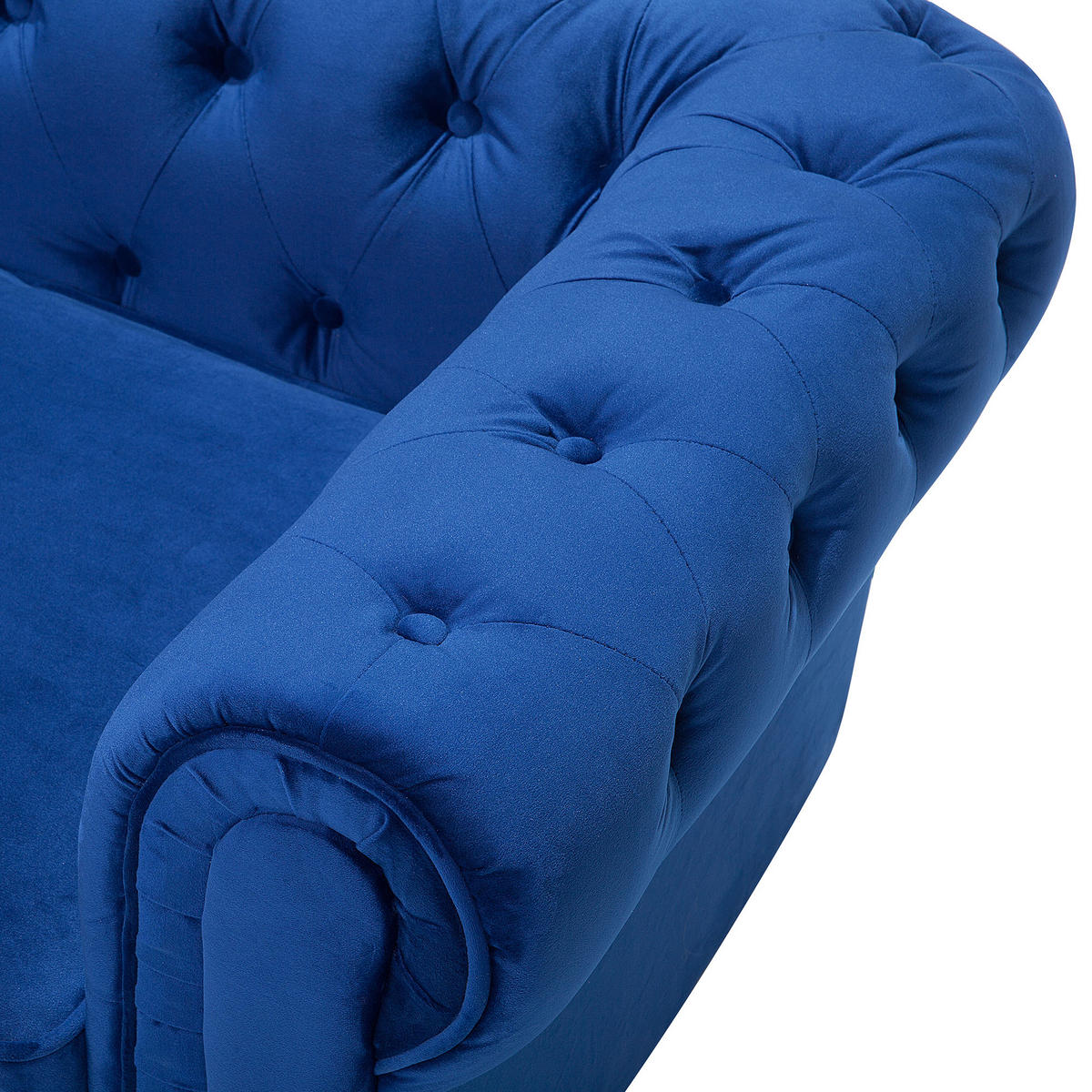 4-SITZER SOFA SET Samtstoff Blau Chesterfield - Blau, Textil (201/70/75cm) - Beliani