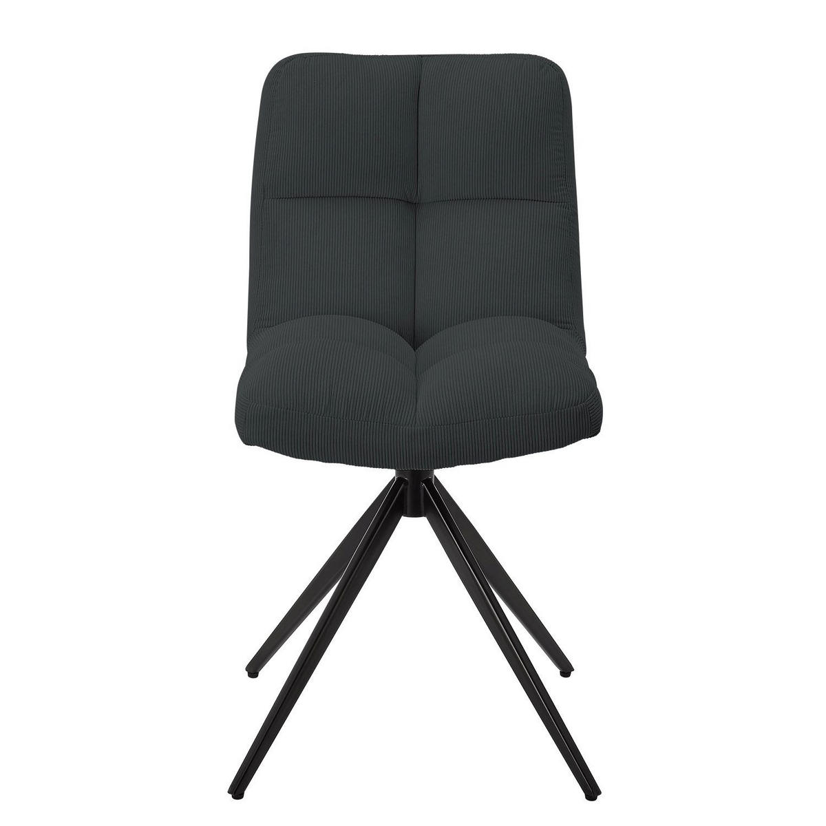 DREHSTUHL Dallas cord dunkelgrau (2er-Set) - Dunkelgrau, Textil (45/84/45cm) - Juskys