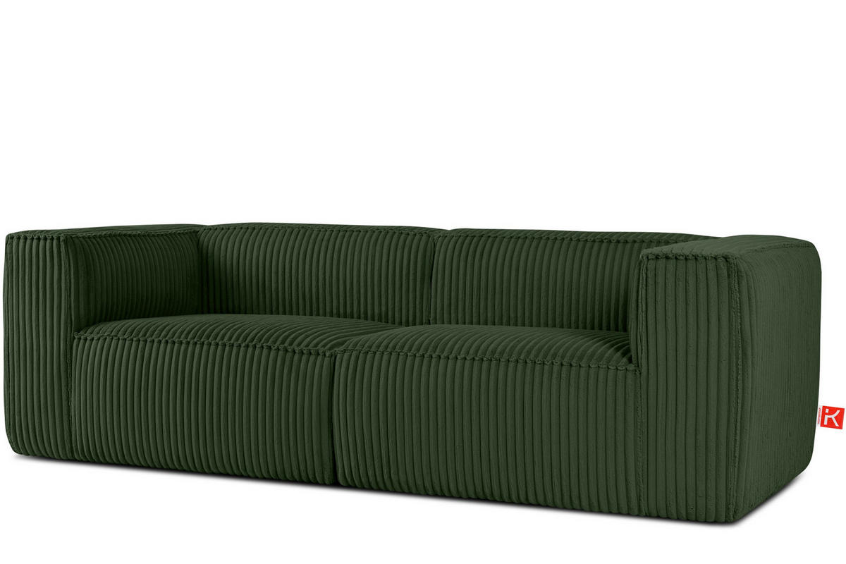 3-SITZER-SOFA FEROX Modern, Cord-Stoff, dunkelgrün - Dunkelgrün, Textil (246/73/96cm) - KONSIMO®