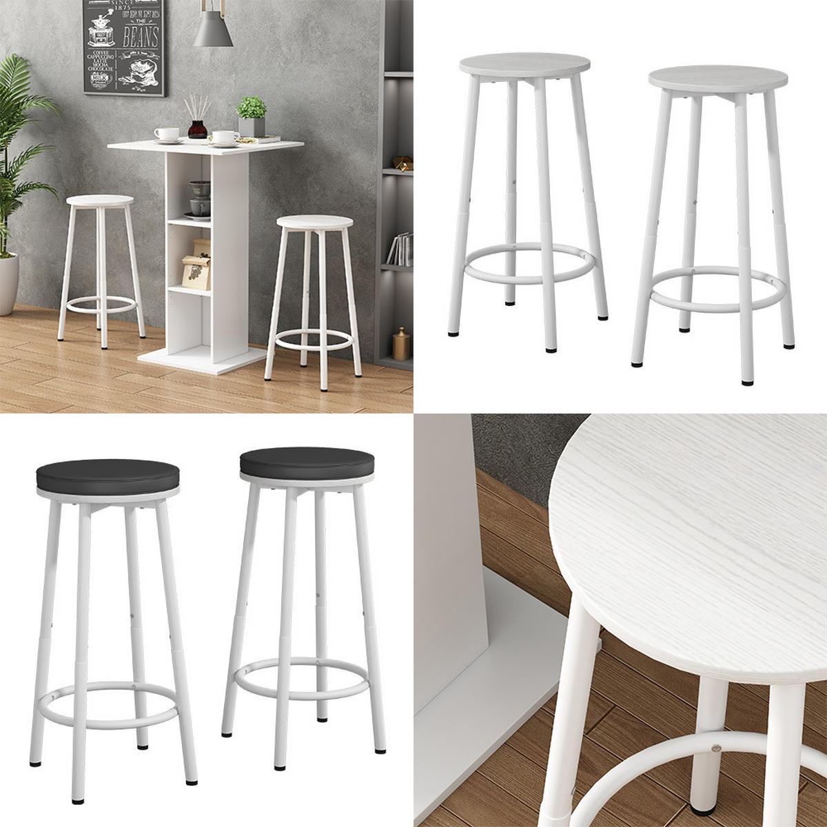 BARHOCKER Edmonton Weiß 31.5 x 64 cm 2 Teile - Weiß, Holzwerkstoff (31.5/64/30cm) - Vicco
