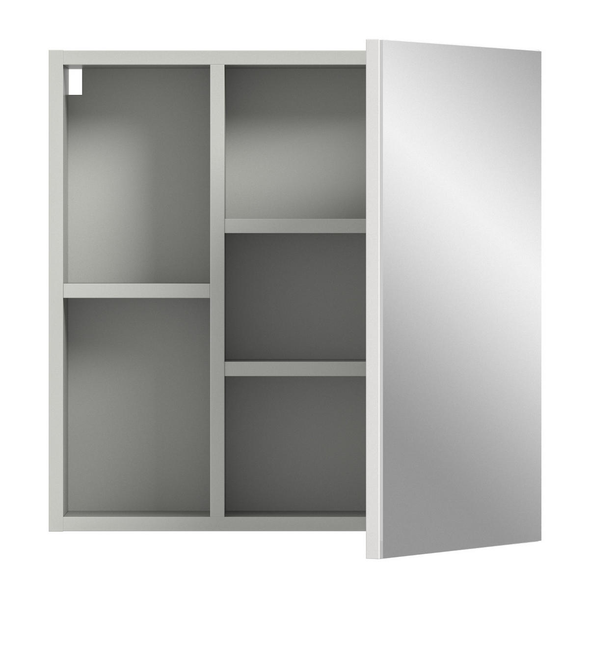 SPIEGELSCHRANK grau 55 cm, Badschrank mit Soft-Close - Grau, Glas/Holzwerkstoff (55/55/17cm) - Inn.Furn