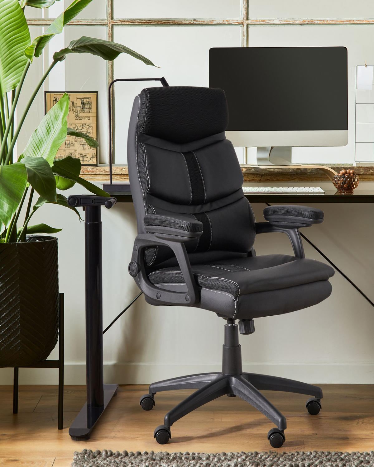 CHEFSESSEL Schwarz Ruler - Schwarz, Kunststoff (66/119/66cm) - Beliani