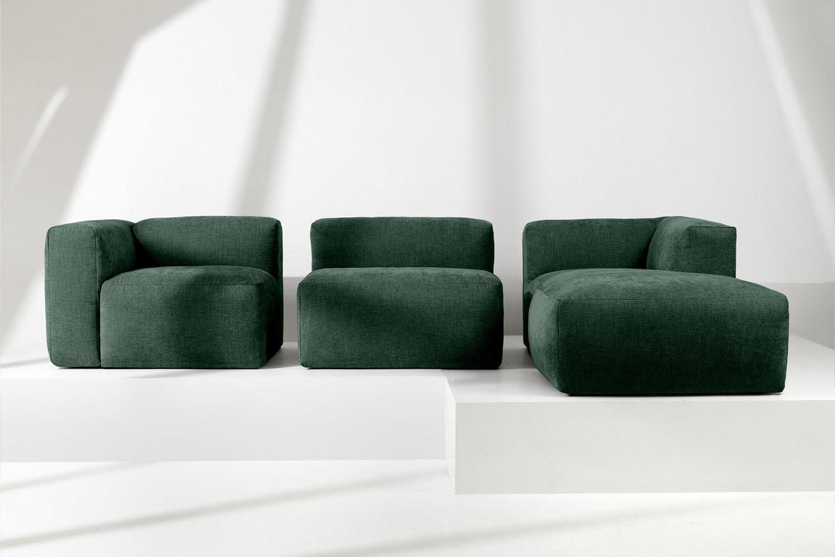 ECKMODULSOFA-RECHTS BUFFO mit extrem weicher und bequemer Sitzfläche, Gewebestoff, maritim - Grün, Textil (297/180cm) - KONSIMO®