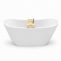 BADEWANNE rossa freistehend 170/80 cm, 3-tlg. Set Bambusablage Klick-Klack-Ablauf - Weiß, Kunststoff (80/72/170cm) - bad land