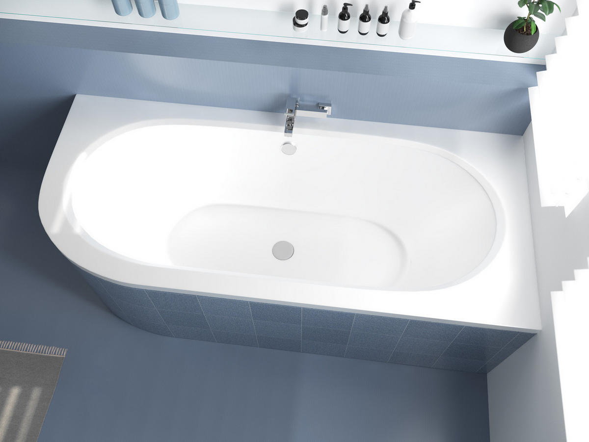 BADEWANNE Eckwanne AVITA 160/75 Rechts Ablauf & Füße - Weiß, Kunststoff (75/55.5/160cm) - bad land