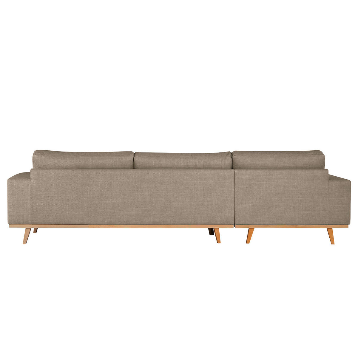 ECKSOFA mit Longchair - Taupe/Buchefarben, Buchenholz/Textil (281/153cm) - home24
