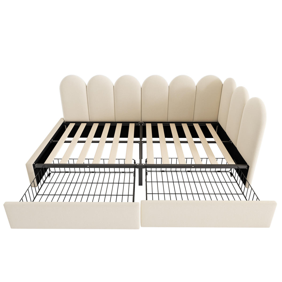 POLSTERBETT aus Samt 90x190 cm in Beige mit 2 Schubladen - Beige, Textil (90/190cm) - Modfu