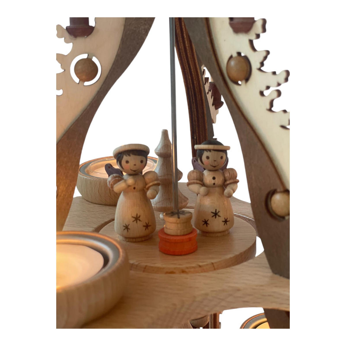 PYRAMIDE 2-stöckig Bescherung für 6 Teelichter 26/26/35 cm - Multicolor, Holz (26/35/26cm)