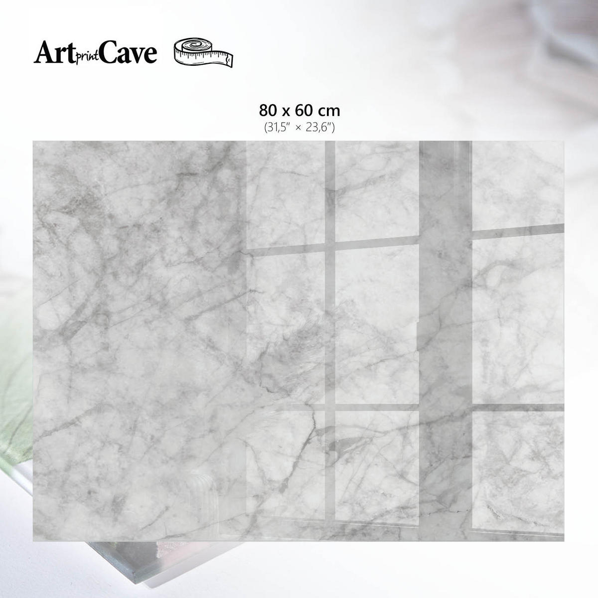 GLASPLATTE 80x60 cm – Grauer Marmor - Grau, Glas (0.4/80/60cm) - ArtPrintCave