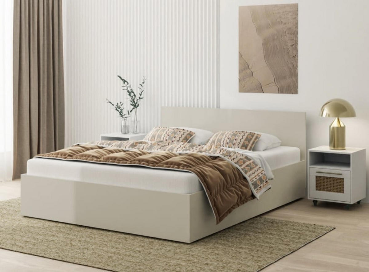 BETT Kaschmir ALDO Mit Bettkasten 140x200 cm - Beige, Textil (140/200cm) - Sepro Meble