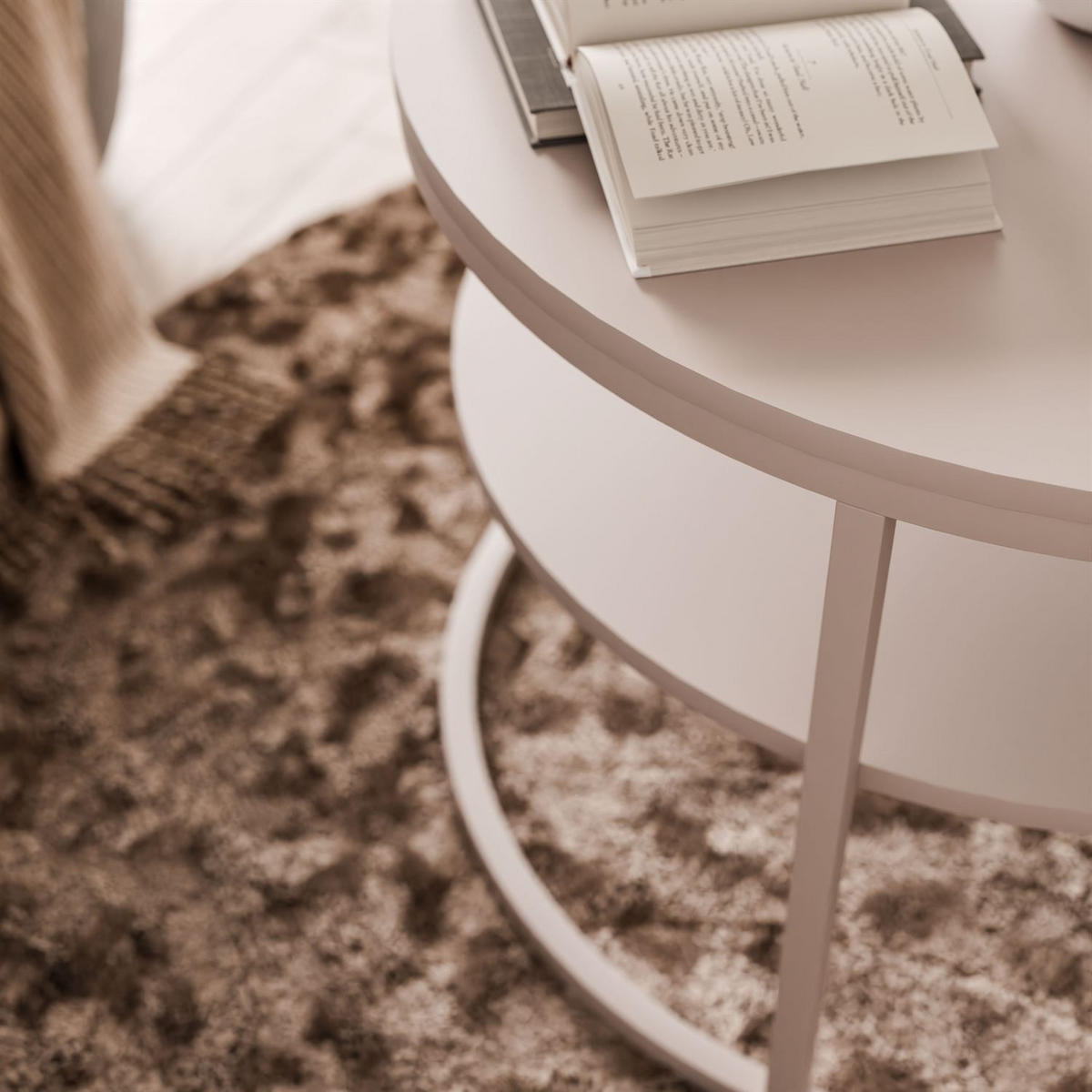 COUCHTISCH CIRI MATT KASCHMIR mit Ablage kaschmirfarbene Platte - Kaschmir, Holzwerkstoff (70/70/49cm) - Lookway