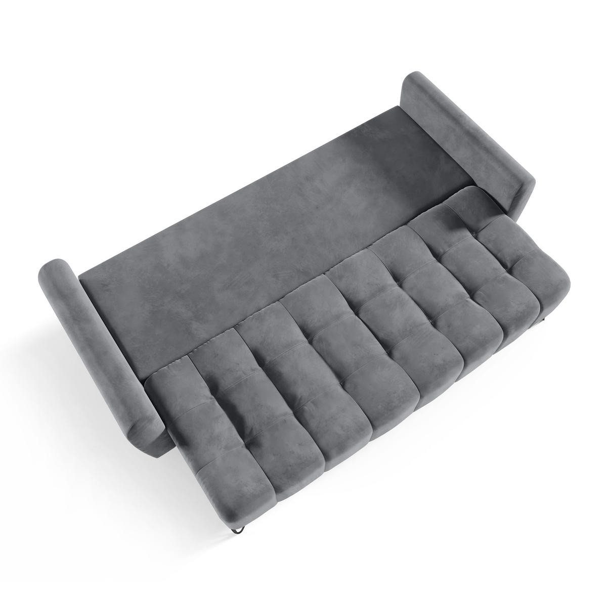 SCHLAFSOFA Malaga 3-Sitzer, Hellgrau - Hellgrau/Schwarz, Textil (223/93/100cm) - Beautysofa
