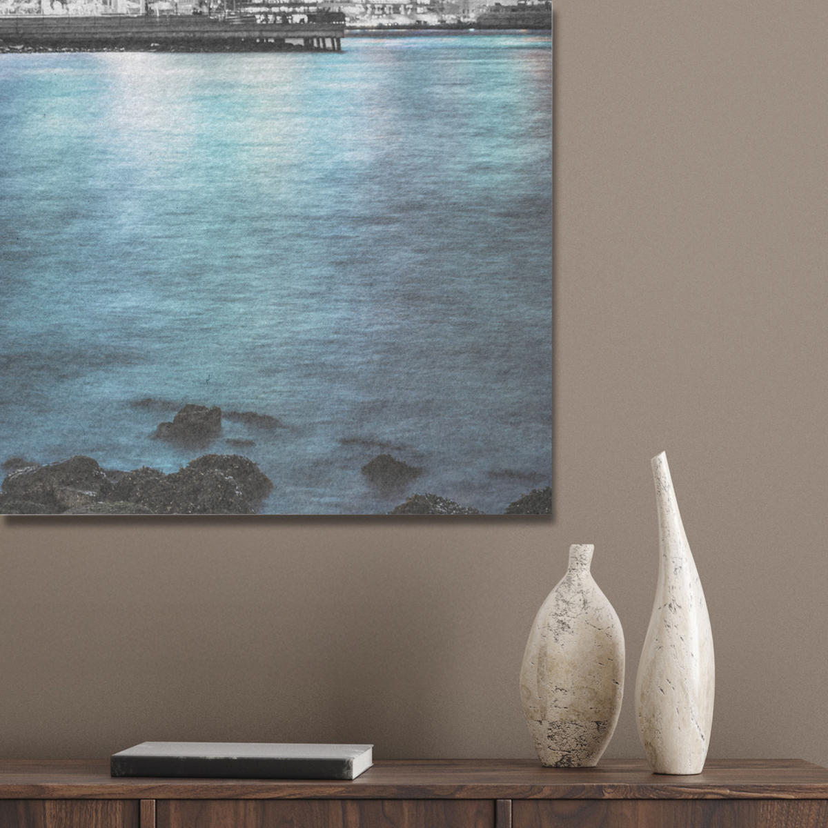 AKUSTIKBILD New York - Skyline - Stadt - Blau Wanddeko 60x90 cm - Blaugrau, Kunststoff (60/90/0.9cm) - MuchoWow