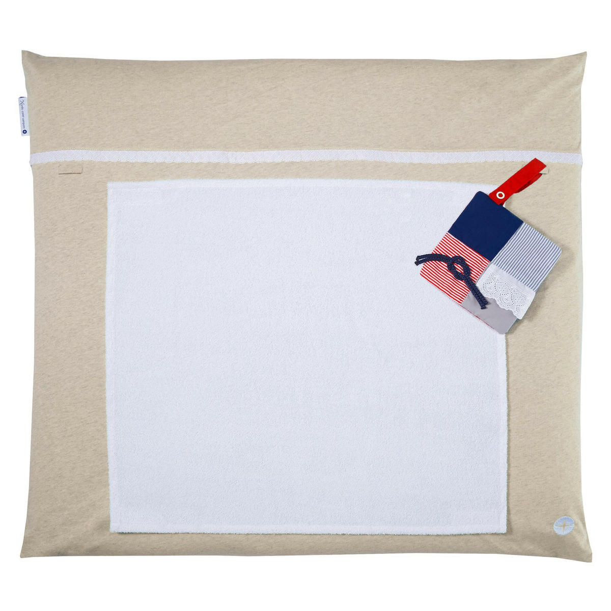 WICKELAUFLAGE Beige Spitze + GRATIS Wechselbezug - Beige, Textil (80/70cm) - nordic coast company