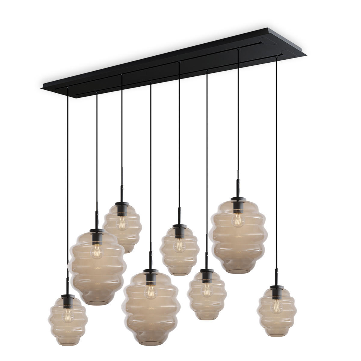 HÄNGELEUCHTE Echos 8-flammig Klar Ø 18/25cm - Klar/Schwarz, Glas (18/18/20cm) - s.luce