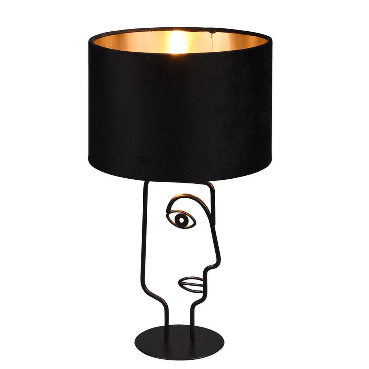 LED TISCHLEUCHTE Metall Schwarz Gesicht-Design - Schwarz, Metall (24/24/42cm)