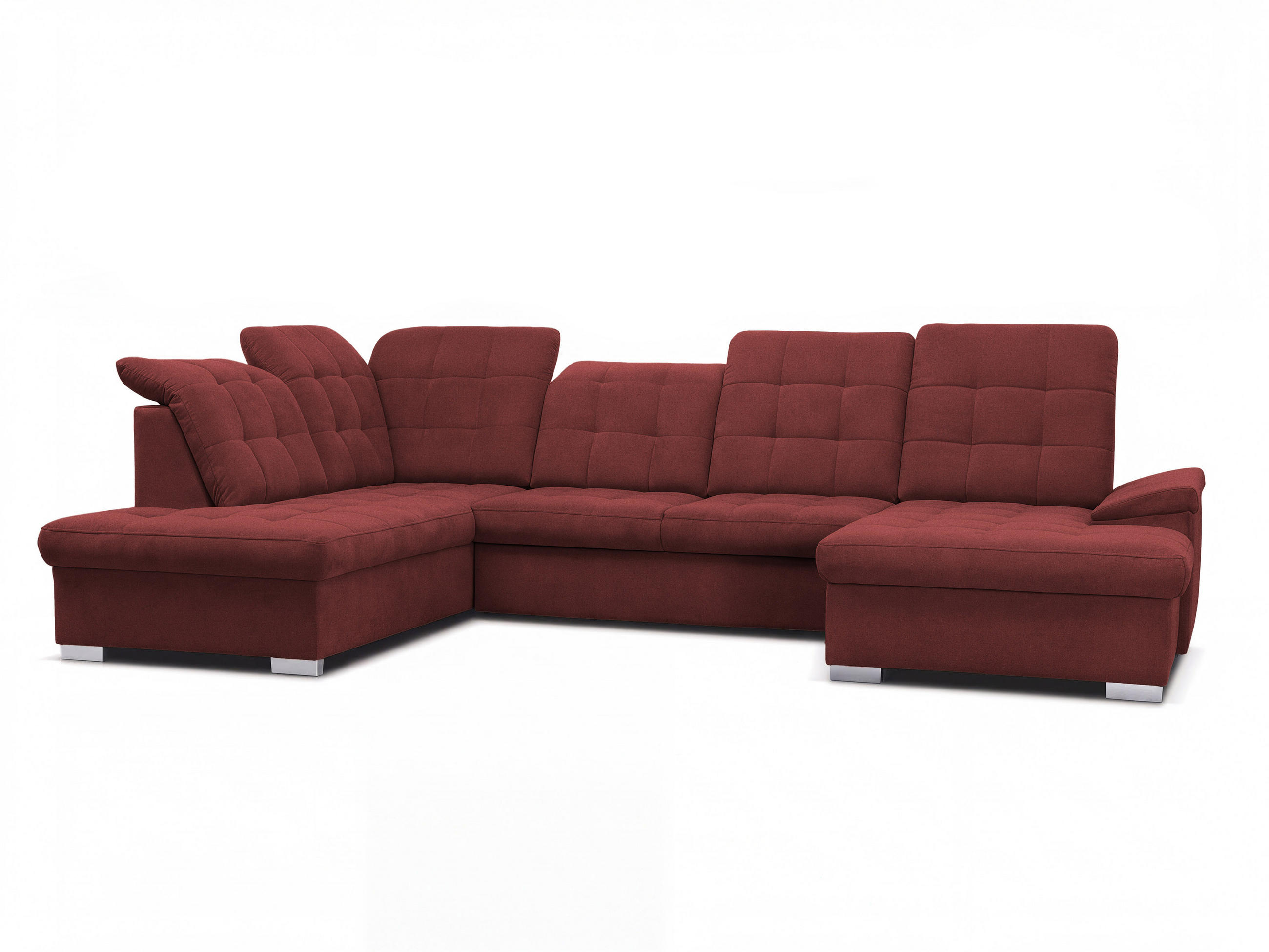 WOHNLANDSCHAFT ANON Ottomane Links, mit Schlaffunktion und Bettkasten, Bordeaux - Rot, Kunststoff/Textil (322/87/220cm) - Idohome