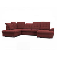 WOHNLANDSCHAFT ANON Ottomane Links, mit Schlaffunktion und Bettkasten, Bordeaux - Rot, Kunststoff/Textil (322/87/220cm) - Idohome