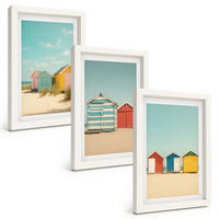 BILDER SET 3er Set - 20x30 cm Weißer Rahmen - Bunte Häuser, Strand, Sonne - Weiß, Kunststoff (20/30cm) - TULUP