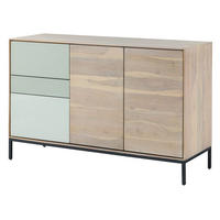 KOMMODE Akazie 134x45x85 grau-weiß geölt CHICAGO #07 - Braun, Holz (134/85/46cm) - Massivmoebel24