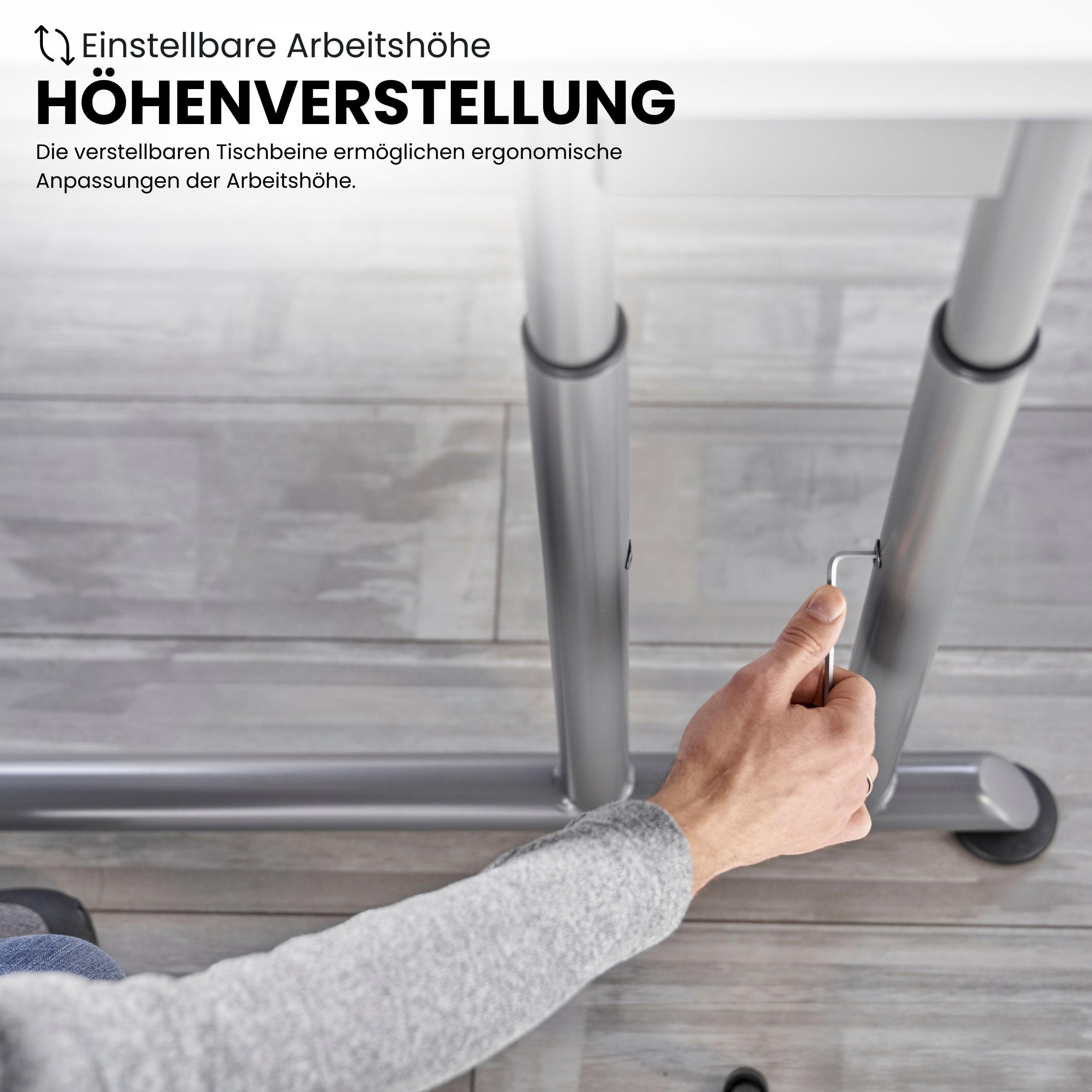 SCHREIBTISCH Serie-Z 80/160/74 cm in Buchefarben/Silberfarben - Buchefarben/Silberfarben, Holzwerkstoff (80/160/74cm) - bümö