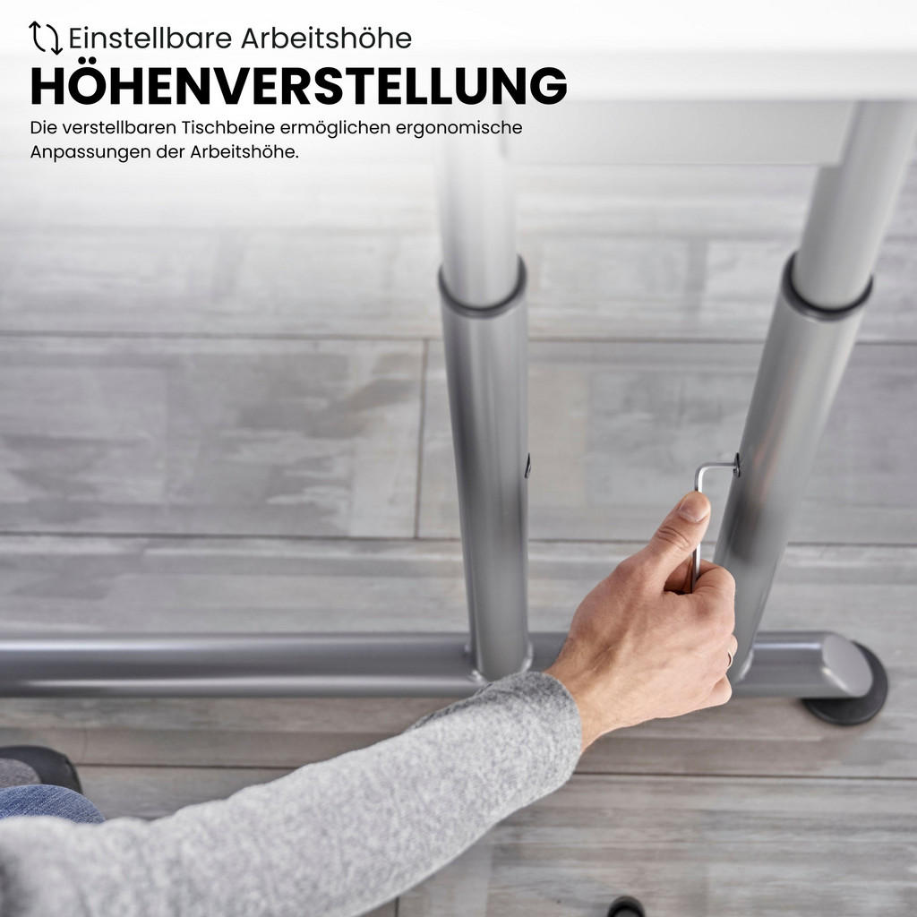 Thumbnail - bümö Schreibtisch, Buche, Silber, Holzwerkstoff, Nachbildung,Buche, Quadratisch, 80x74x80 cm, FSC Mix, Arbeitszimmer, Sc...