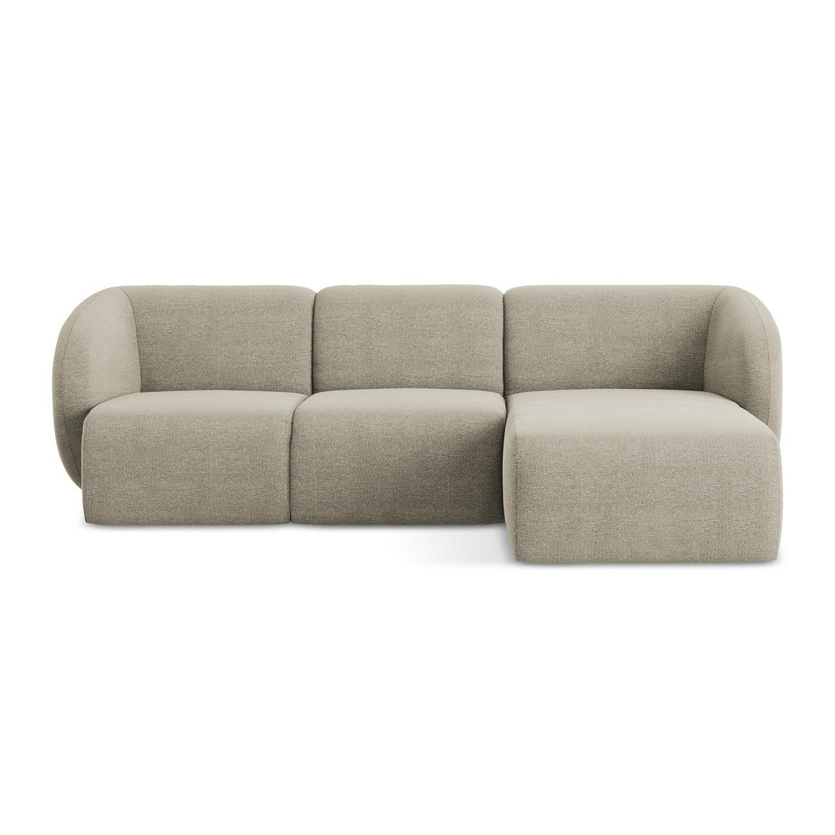 ECKSOFA Rechts Bouclé Stoff Grau - Taupe/Schwarz, Holzwerkstoff/Kunststoff (248/166cm) - LaMiaSofa