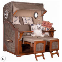STRANDKORB XXL Düne Grande 2,5 Sitzer - Taupe/Braun, Metall (142/170/95cm) - Mr. Deko