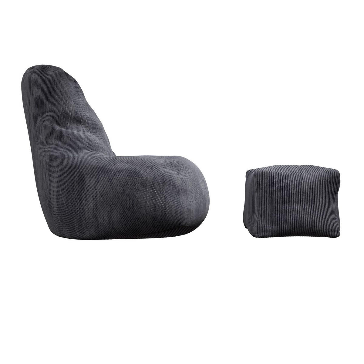 SITZSACK Chillex mit Hocker XL Cord dunkelgrau - Dunkelgrau, Textil (83/103/78cm) - Juskys